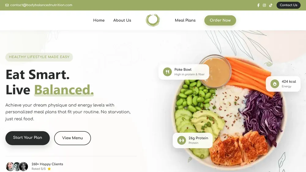 Сайтът на Body Balanced Nutrition, изработен от Дилис
