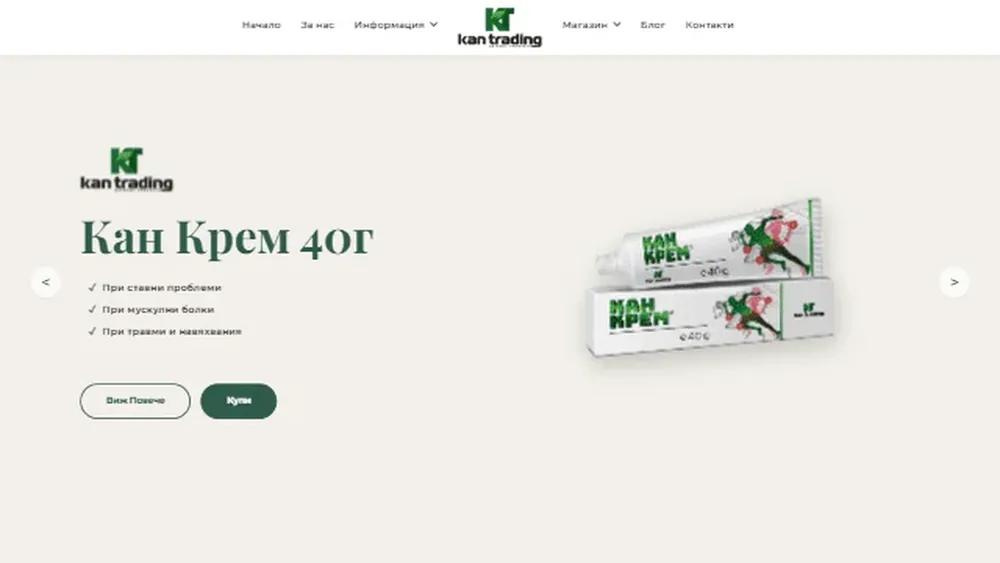 Сайтът на Kan Trading, изработен от Дилис