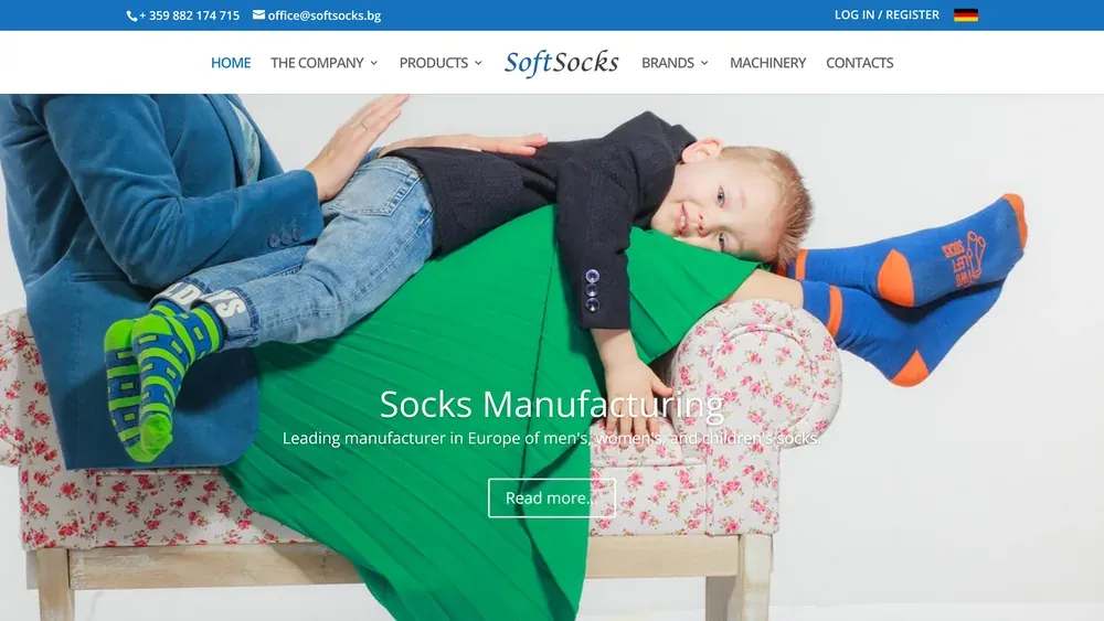 Сайтът на SoftSocks UK, изработен от Дилис